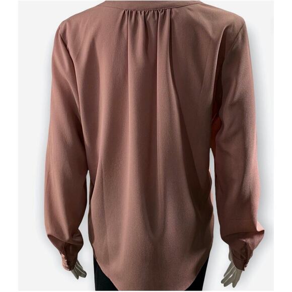 Sparkle & Fade Blouse Mauve Pink Button Down Long Sleeve Minimalist M - Picture 4 of 6